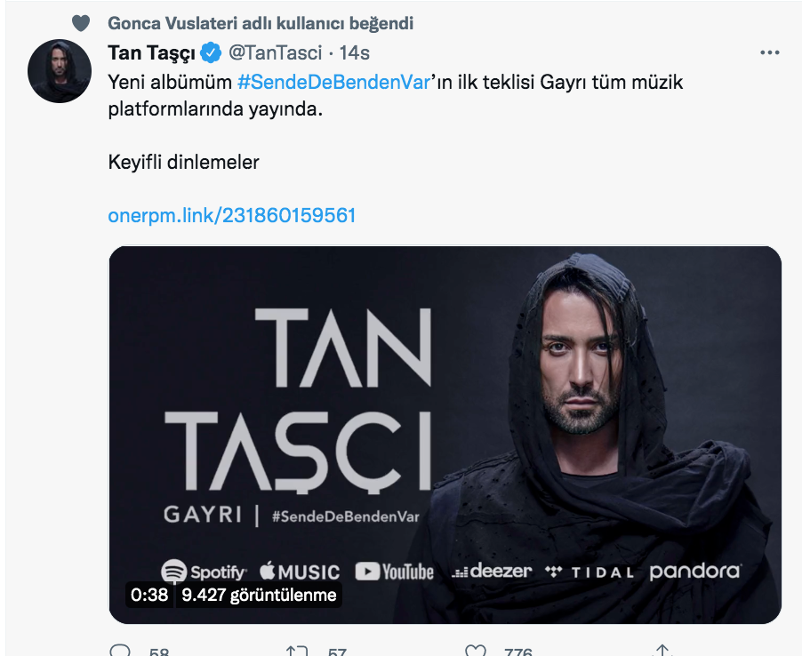 tan tasci son albumunden ilk sarkisi gayri yi yayinladi